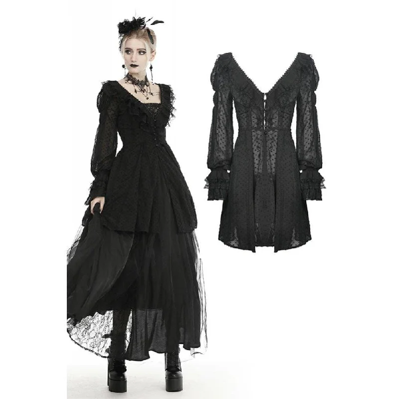 Women's Clothing Women's Gothic V-neck Dot Mesh Coats