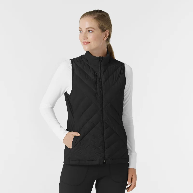 Women's Transitional Attire Women's Quilted Scrub Vest - Black