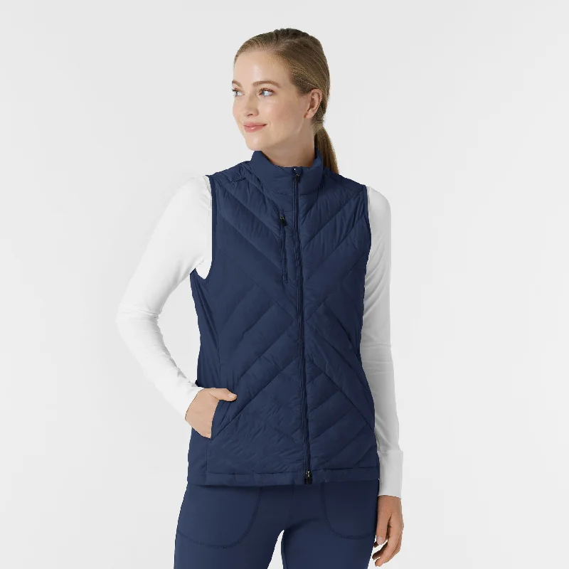 Modern Women's Attire Women's Quilted Scrub Vest - Navy