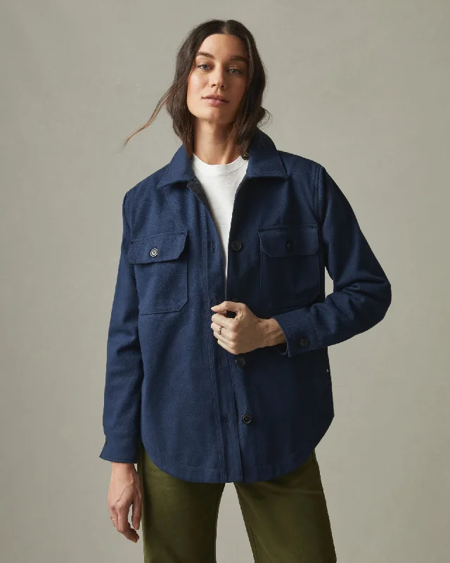 Women's Fashion-Forward Apparel Shirt Jacket - Navy