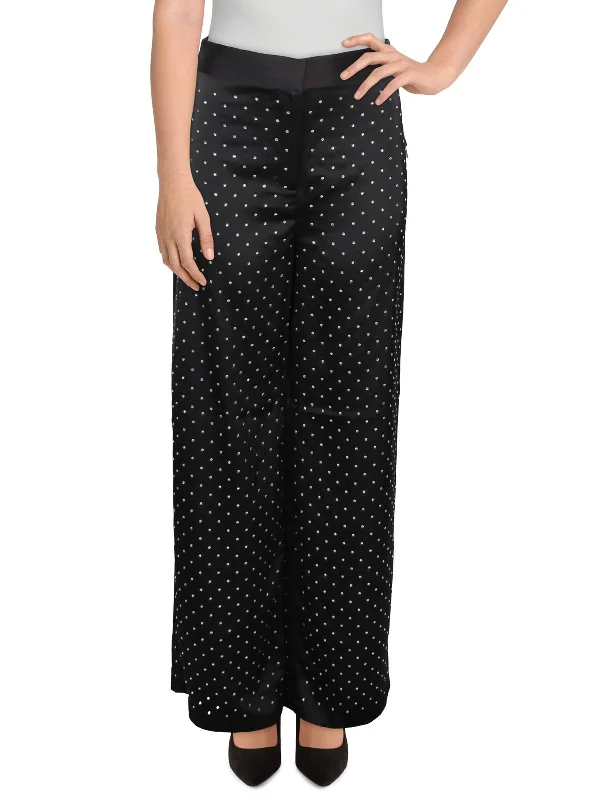 Fashion Women's Clothing Womens Studded Party Wide Leg Pants