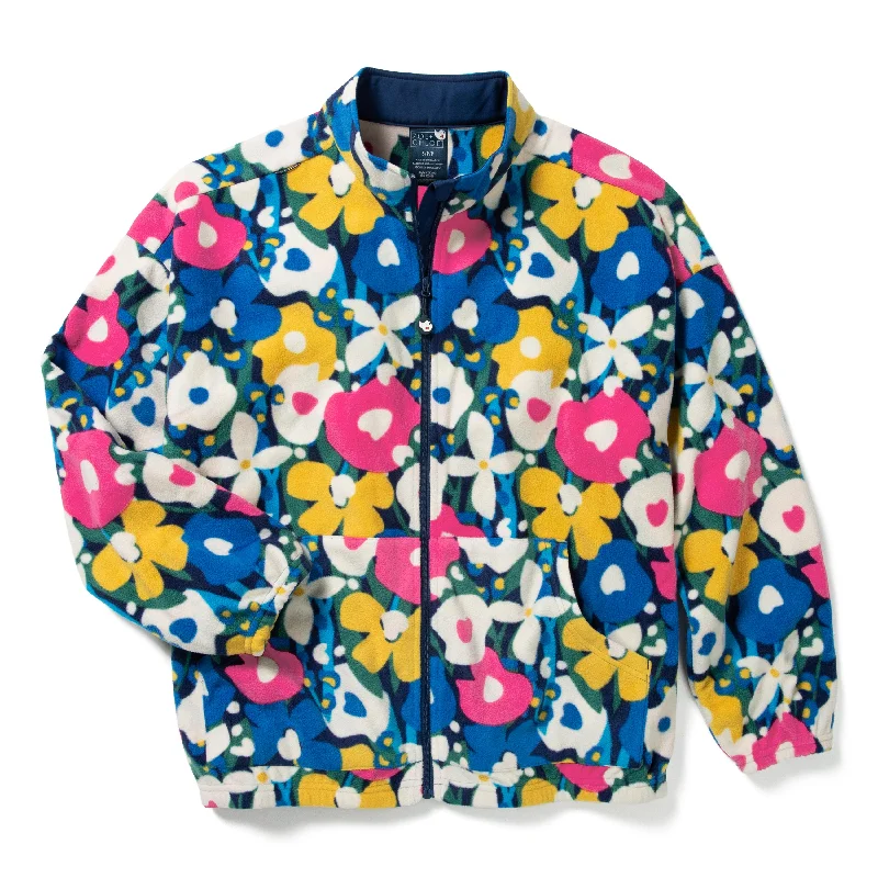 Wardrobe Upgrade Zoe+Chloe Boxy Fit Printed Fleece Jacket - Modern Bloom Fleece