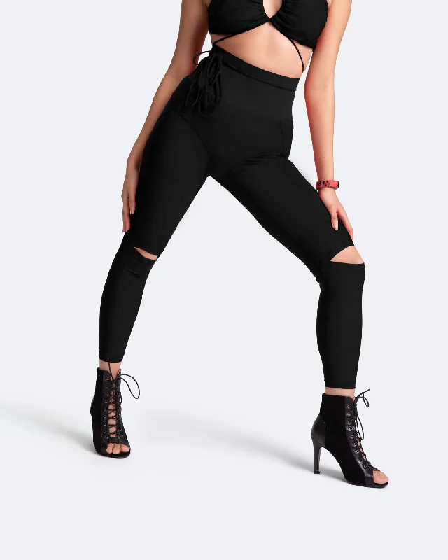 Bold Fashion High-Rise Knee-Slit Leggings