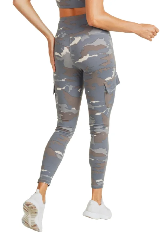 Casual Chic Mono B Blue Tundra Camo Cargo Hybrid High-Waisted Leggings APH2988 and Plus